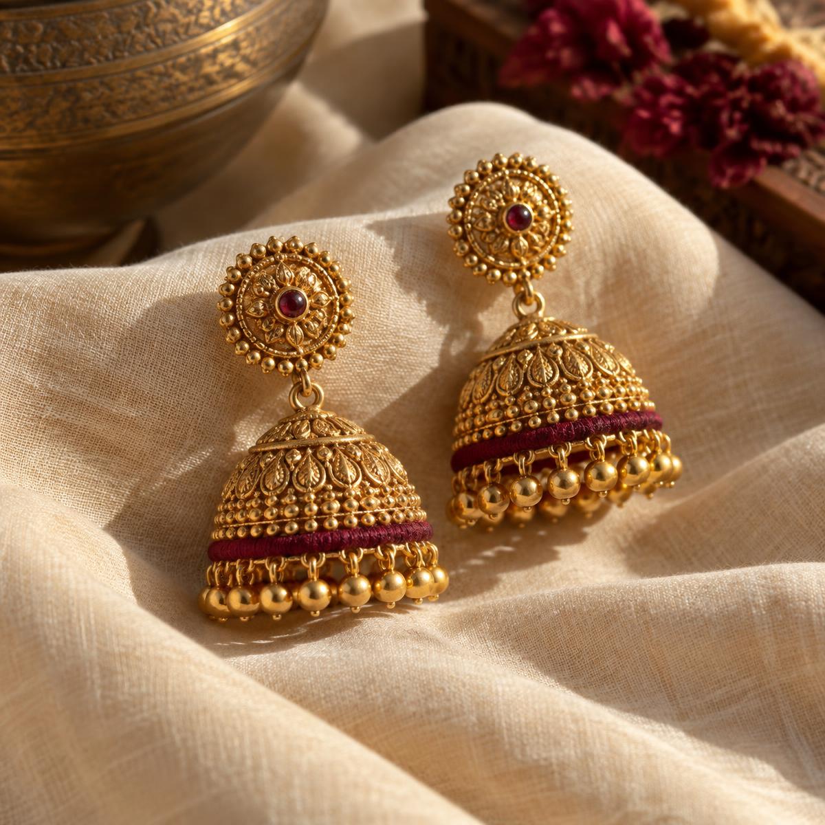 Gold Jhumka Earrings